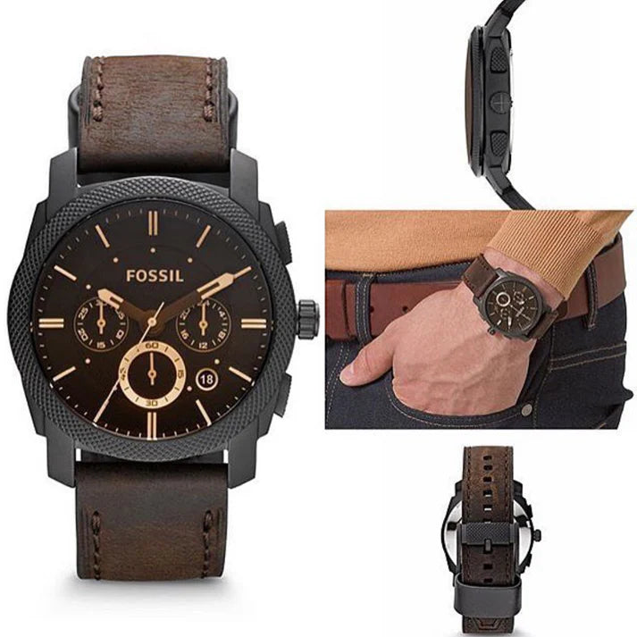 Fossil Machine Chronograph Brown Leather Strap Watch for Men – FS4656